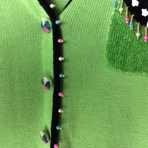 Just B Green Cardigan Beaded Cardigan Sweater - Picture 2 of 5